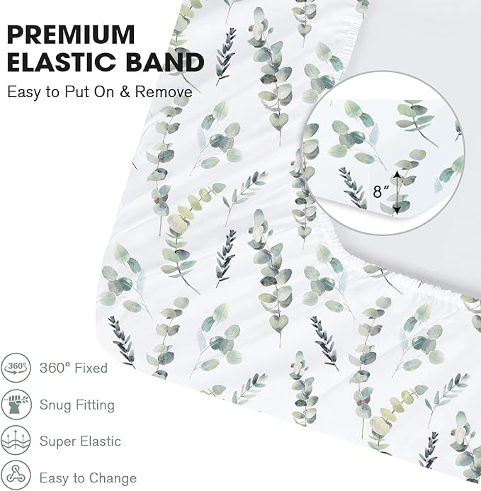 Little Grape Land Crib Sheets 4 Pack for Boys and Girls, Baby Neutral Crib Fitted Sheets for Standard Crib & Toddler Mattress, Super Soft Breathable Fitted Crib Sheet Set, Leaves & Safari