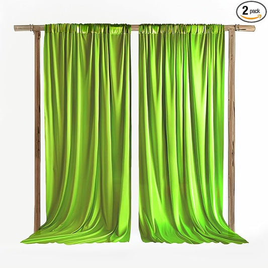 10x10ft Wrinkle Free Parrot Green Photo Curtains Backdrop Parrot Green Curtains Photo Backdrop for Parties Bridal Shower Birthday Photo Photography YUNBSDJ157