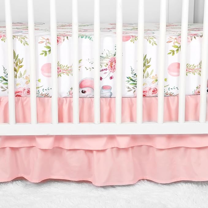 Baby Crib Bedding Set for Girls Boys, Soft Bedding Set with Comfort, Crib Skrit, Crib Sheet, Infant & Toddler Nursery Bed Set, Elephants