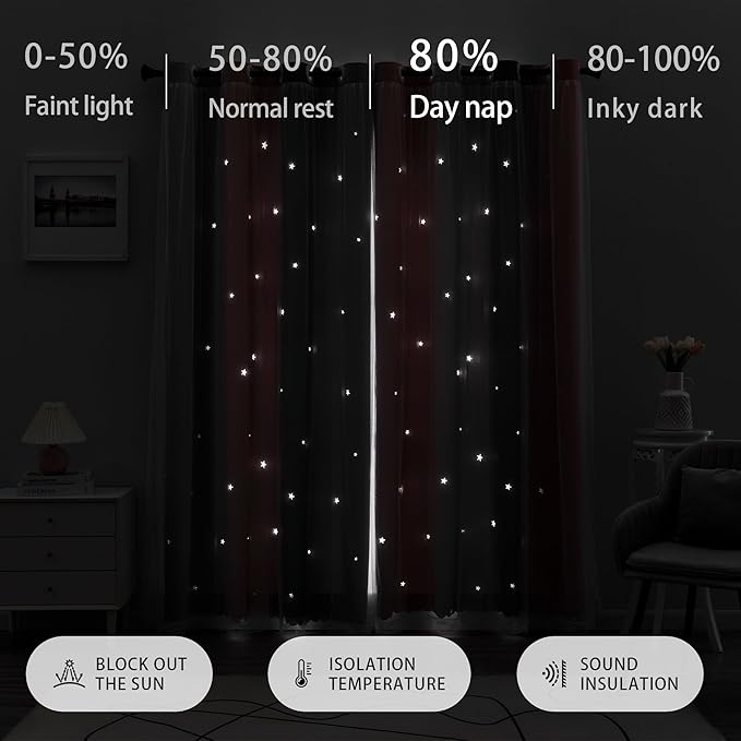 XiDi Grey and Pink Blackout Curtains for Girls Bedroom 45 Inch Length 2 Panels Rainbow Kids Grommet Window Drapes for Nursery Living Room Decro Princess Unicorn Wall Decals Pink Grey 34 Inches Wide
