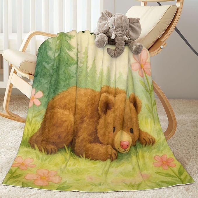 Ship Next Day Personalized Baby Blanket for Kids, Custom Baby Blanket with Name, Super Soft Flannel Blankets, Custom Bear Animal Blankets Baby Gifts for Christmas.