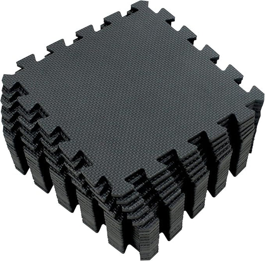 Yostrong® 18 Tiles Interlocking Puzzle Foam Baby Play Mat for Playing - EVA Babies Crawling Mat | Rubber Floor Work Out Mats for Home Gym. Black. YOC-Db18N