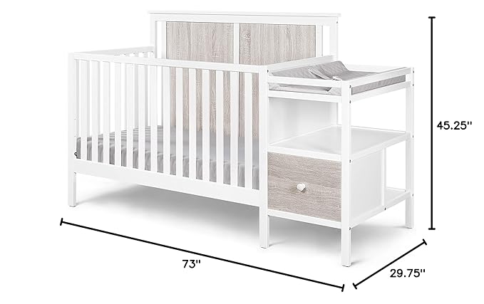 Suite Bebe Connelly 4-in-1 Crib and Changer Combo in White/Rockport Gray