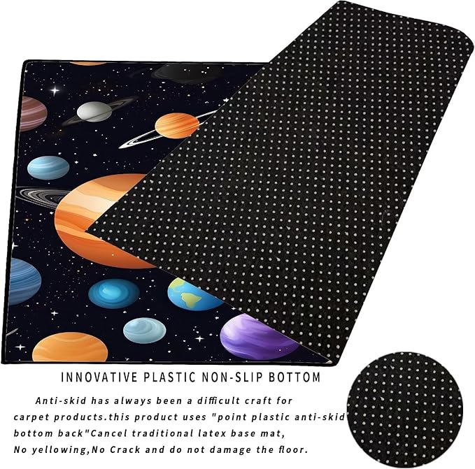 Space Rug for Boys Room Rugs Cartoon Planet Carpet Galaxy Stars Printed Throw Rugs for Kids Teens Doormat Bedroom Living Room,31 in X 47 in