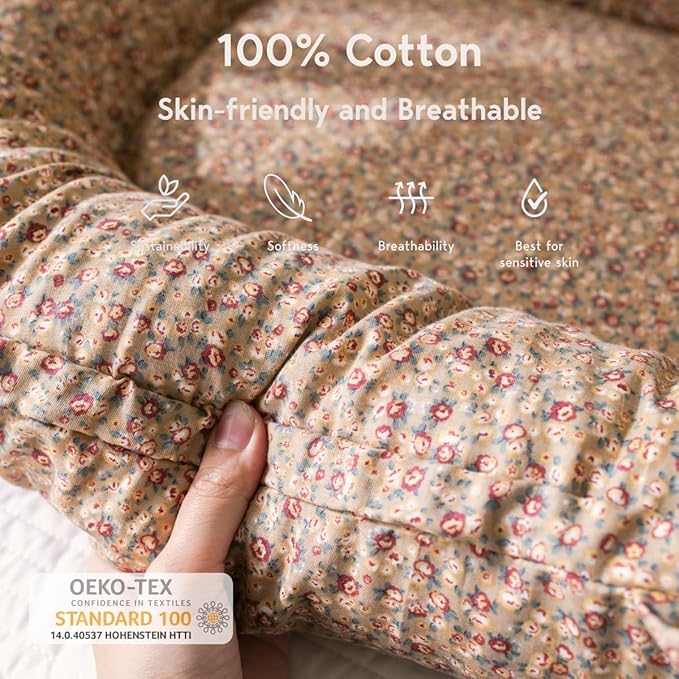 CooCooBaby Infant Lounger, Baby Nest Cover for Baby Girls & Boys, Newborn Essentials for Baby 0-18+ Months, 100% Cotton Breathable (Brown Blossom_, Cotton_Muslin)