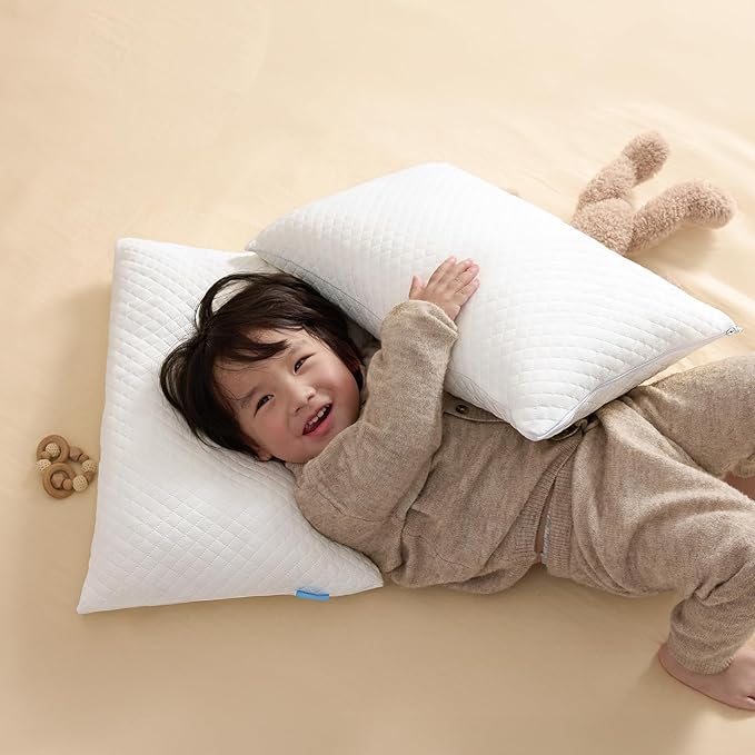 Choc chick Memory Foam Toddler Pillow Pack of 2,20X14' Kids Pillow with Machine Washable Pillowcase Rayon Derived from Bamboo,Adjustable Height Toddler Pillows for Sleeping 2-6 Years Old(White)