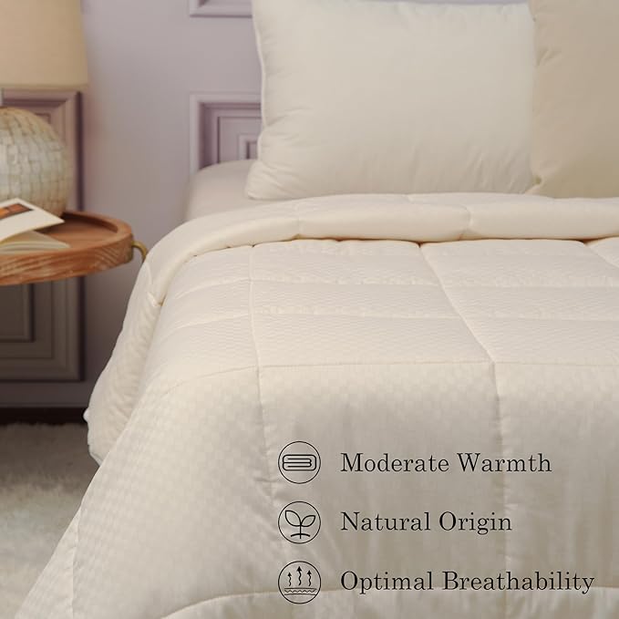 CUDDLE DREAMS Wool Comforter Duvet Insert, 100% Australian Wool Filling with Soft Noiseless Cotton Shell, Natural Warmth (Midweight for All Season, Queen)