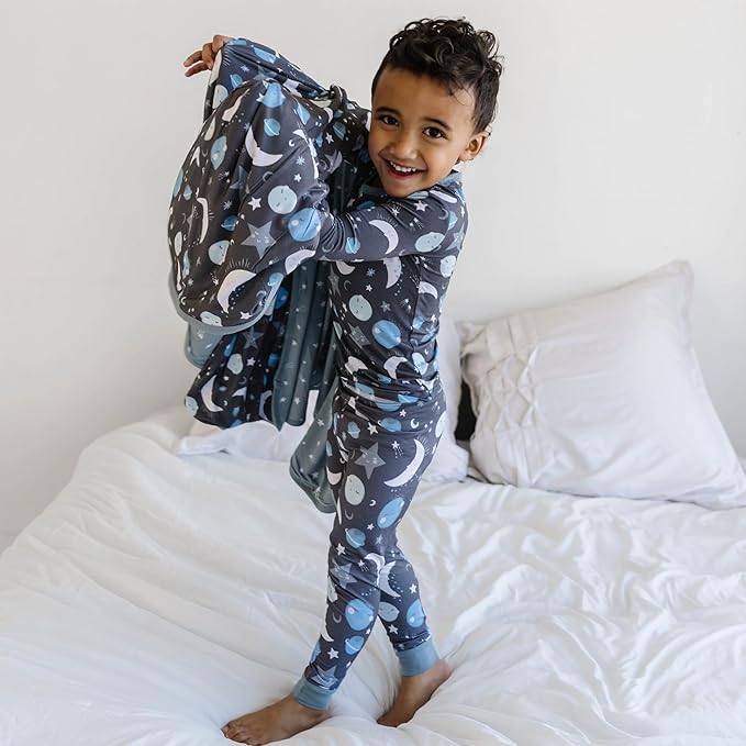 Little Sleepies Cloud Blanket, Soft Viscose from Bamboo Toddler & Baby Blanket for Boys & Girls, Lightweight, Perfect for Hot Sleepers, 50" x 50", Large (Blue to The Moon & Back)