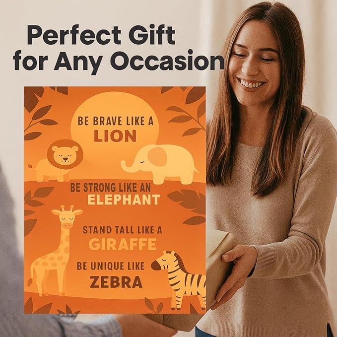 ZUKIY Safari Animal Affirmation Print - Jungle Nursery Wall Decor - Safari Nursery Decor for Boys and Girls - Animal Wall Art - Baby Pictures for - Woodland Poster