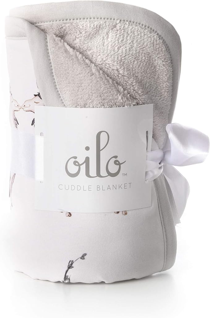 Oilo Baby Blanket, Luxury Soft Plush Chenille Backing & Turkish Cotton Jersey Print, Double Layered, 30" x 40", Rolled Jersey Edge Trim, Machine Washable, Perfect for Infant or Toddlers, Llama