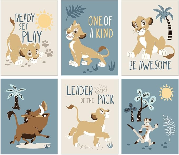 Lambs & Ivy Disney Baby Lion King Unframed Wall Art - Simba/Timon/Pumba