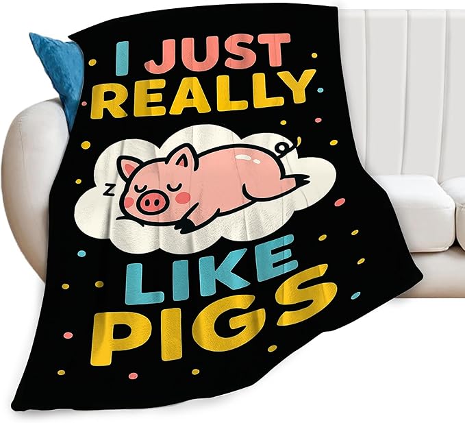 Pig Blanket Cute Pig Throw Blanket I Just Really Like Pigs Soft Cozy Fleece Fuzzy Plush Warm Stuff Animal Bedding Nursery Blankets Gifts for Boys Girls Kids Adult Men Women 50"X60"