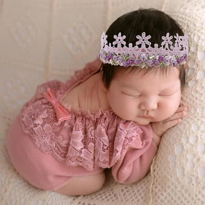 cherrboll Baby Flower Bows Headbands 6pcs Floral Hair Wraps Nylon Hairbands Crown Newborn Infant Toddler Hair Accessories