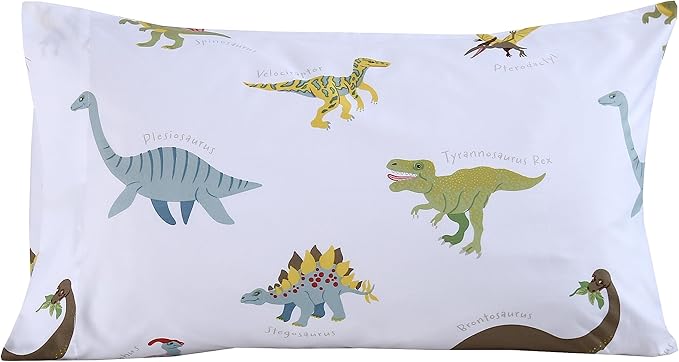 MAG 3Pcs Dinosaur Duvet Cover Set, Colorful Dino Full Size White Based Duvet Cover Set, for for Kids, Toddler, Teens Boys and Girls, Super Soft Microfiber, Full Size(no Comforter Inside)
