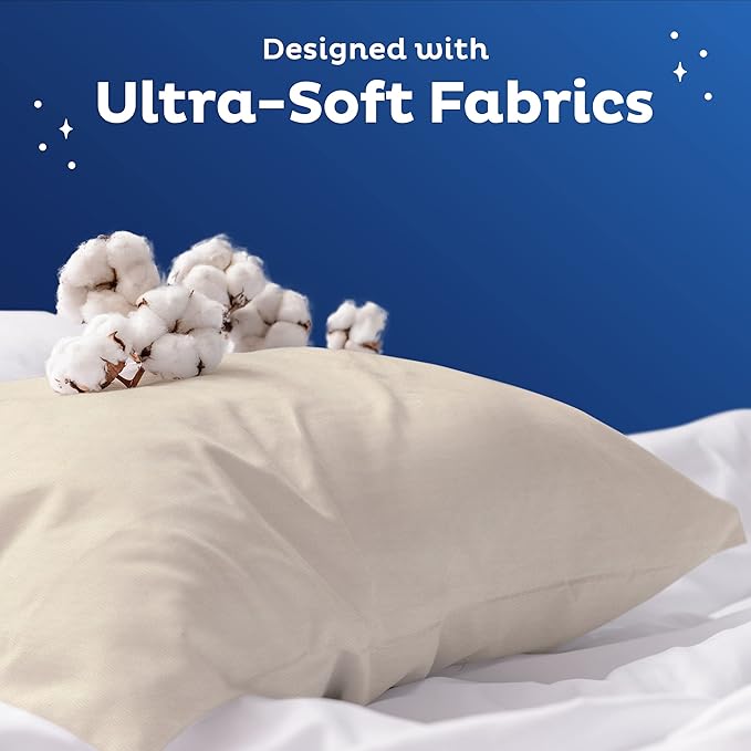 Snuggle-Pedic Pillow Case - King 20" x 36" White Pillow Cases w/Breathable Stretch Knit Cotton