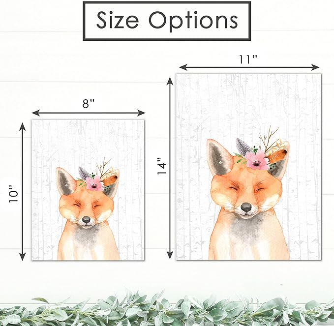 DREAM BIG PRINTABLES Woodland Animals Nursery Wall Art Prints (Set of 6) - Unframed - 11x14s - Farmhouse Boho Art - Great - Unisex for Boys and Girls - Kids Bedroom Wall Art