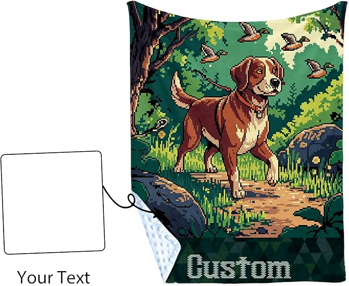 Personalized Baby Blanket with Name – Woodland Hound Theme Soft Receiving Blanket for Newborn Boys, Custom, Cozy Nursery Decor for Toddlers