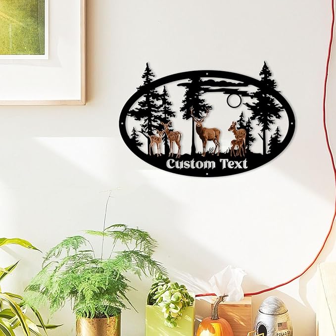 White Tailed Deers Metal Signs Customized, Deer Hunter's Gift, Custom Signs Outdoor Metal, Personalized Family Name Sign, Colorful Wall Art, Porch/Cabin/Lodge/Antler/Camping Decor