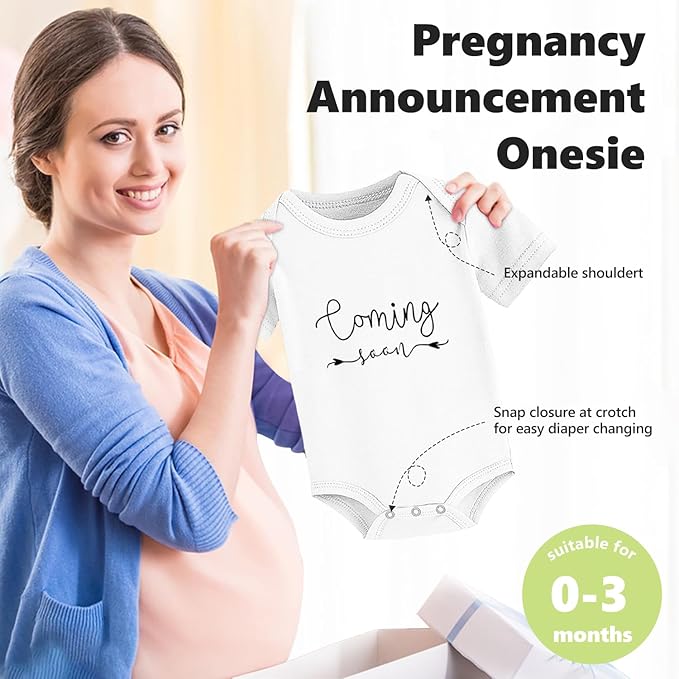 Pregnancy Announcement, Baby Announcements Ideas Set Include Announcement Board, Baby Onesie, Baby Booties, Beanie Hat, Photo Frame and Wood Sign, Baby Coming Soon Announcement Baby Announcement Props