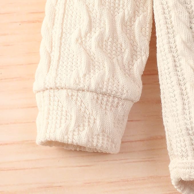 Newborn Baby Boy Girl Clothes Ribbed Knitted Cotton Long Sleeve Romper Long Pants Solid Color Fall Winter Outfits