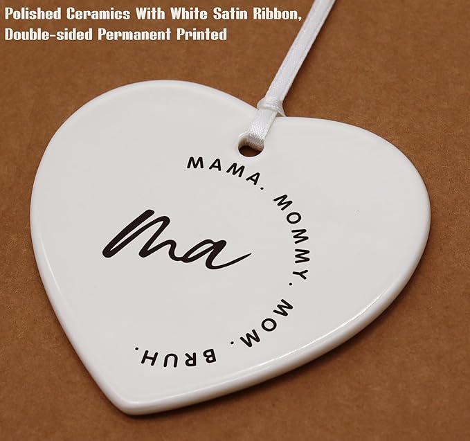 Heart Shaped Christmas Ornament-Funny Mom Gift from Daughter Son-Birthday Thanksgiving New Year Present for Mama Mommy Bruh Appreciation Keepsake