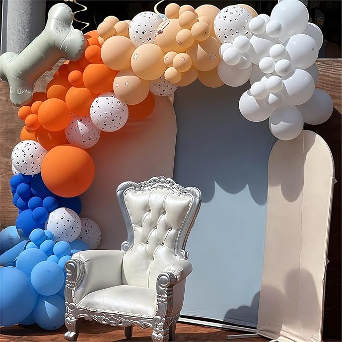 Blue and Orange Balloons Set, 12 Inch Orange Royal Pastel Dark Blue Balloon with Paw Print Balloons for Boys Girls Dog Puppy Paw Theme Decor Baby Shower Birthday Party Decorations Supplies