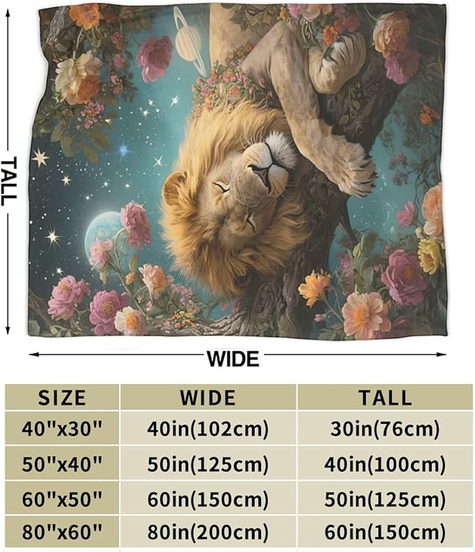 Lion Blanket Lion Throw Blanket Animal Soft Cozy Fleece Fuzzy Stuffed Plush Flannel Gifts for Girls Women Boys Kids Adults 50"X60"