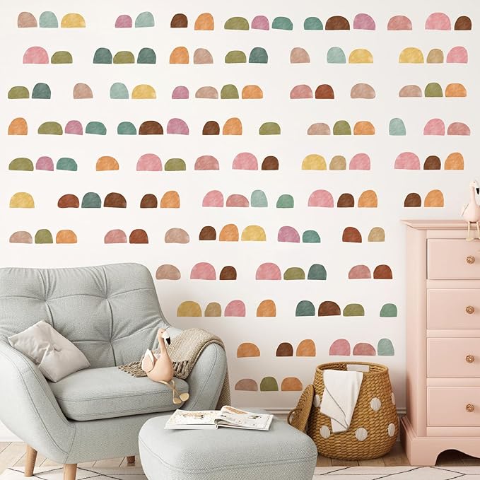 Boho Arch Wall Decals Geometric Modern Wall Stickers Colorful Abstract Pattern Stickers Irregular Arch Stickers Peel and Stick Small Half Circle Sticker Boho Wall Decals for Bedroom Living Room Decor
