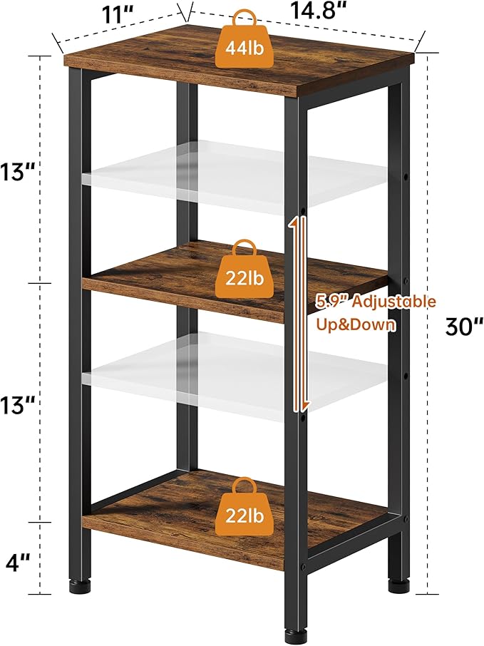 Tall Side Table Set of 2, Small Bedside Table, Accent Table Stand for Home Decor, Tall End Table for Living Room, Small Entryway Table, Office Printer Stand, Rustic Brown