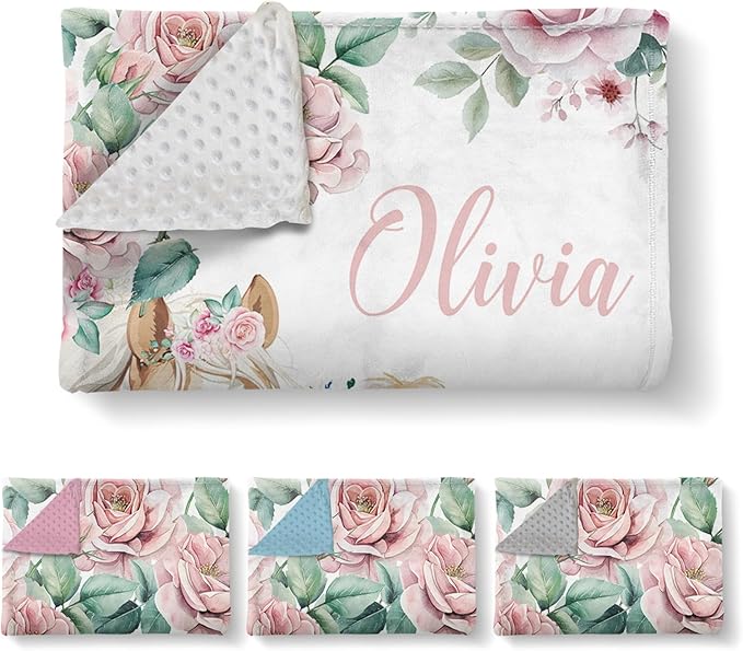 Personalized Baby Blankets for Boys Girls, Custom Baby Blanket with Name, Farm Animals Blanket Personalized, Receiving Swaddle Blanket Suitable for Infants & Toddler, (47" x60)