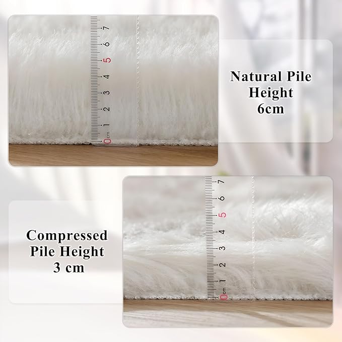 White Shag Washable Area Rugs for Living Room Faux Sheepskin Fuzzy Fur Rug for Bedroom Nursery Rug 3x5 Teen Room Décor Boho