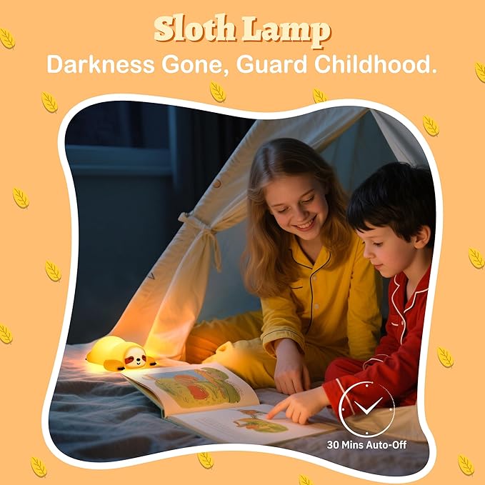 Sloth Night Light, Cute Sloth Gifts for Kids, Dimmable Silicone Animal Nursery Lamp,Adorable Rechargeable Squishy Night Light Touch Lamp for Girls Boys Room Decor