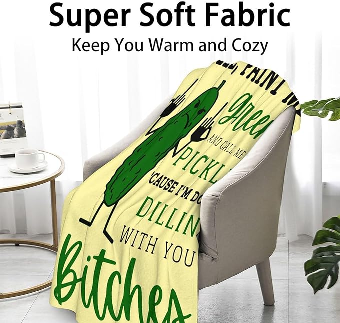 Pickle Throw Blanket for Teen - 50x60 Inches Throw Size - Soft Fluffy Cozy Blankets Gift - Beige Novelty Blanket Throws for Living Room Decorative