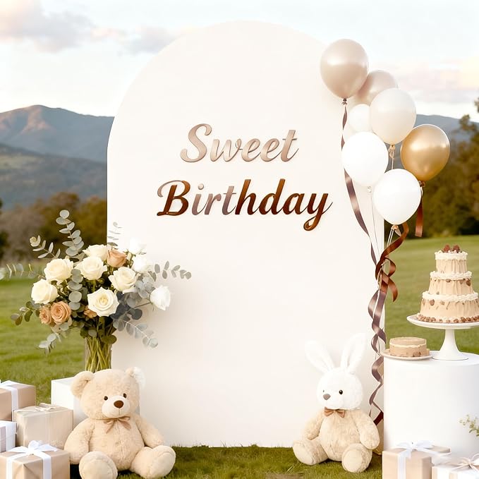 Beige Arch Backdrop Covers, 6.6FT Polyester Fitted Wedding Arch Stand Cover Round Top Chiara Stretchy Arch Backdrop Cover for Birthday Party Ceremony Banquet Decoration