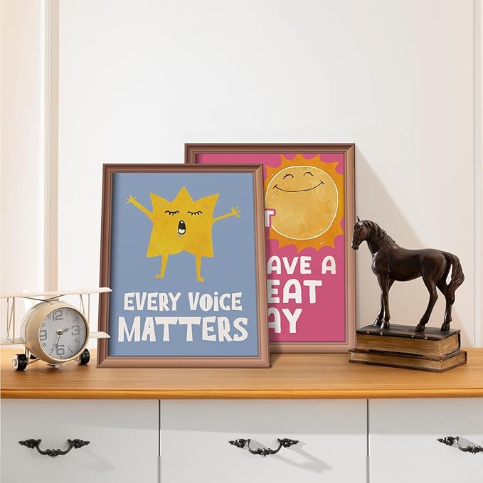 VONTP Inspirational Classroom Wall Art Decor, Cute Classroom Growth Mindset Prints Poster Wall Decorations for Kids Toddler Nursery Children's Room Bedroom Playroom, 8x10 Inch Set of 4 (Unframed)