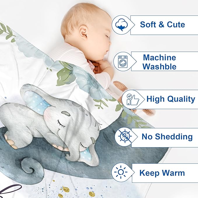 J&SBGFT Personalized Baby Blanket for Boys - Custom Name Receiving Blanket for Toddlers, Kids Nursery, Stroller, Crib Decor Throw 30"x40", Color6
