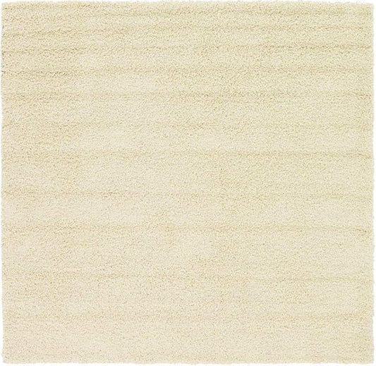 Unique Loom Solid Shag Collection Area Rug (7' 10" Square, Pure Ivory)