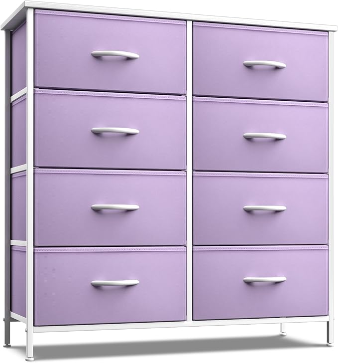 Sorbus Kids Dresser with 8 Drawers - Storage Unit Organizer Chest for Clothes - Bedroom, Kids Room, Nursery, & Closet (Purple, 31.5 x 12 x 32-8 Drawer)