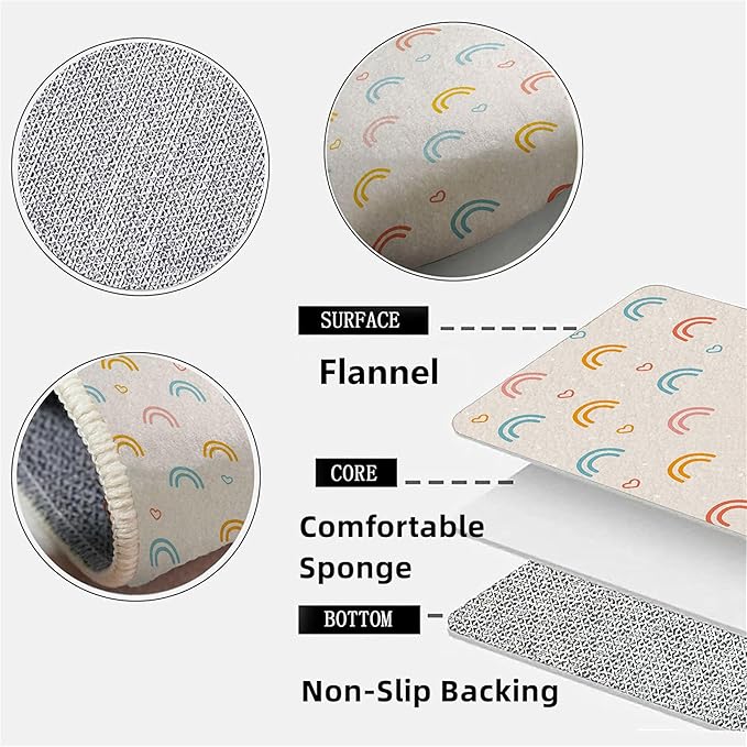 Children's Carpet Girl's Bedroom Rainbow Carpet Living Room Colorful Floor Mats Soft Washable Anti-Slip Carpet Simple Lovely Rainbow Love Print Children's Room Nursery Decoration 5x8ft