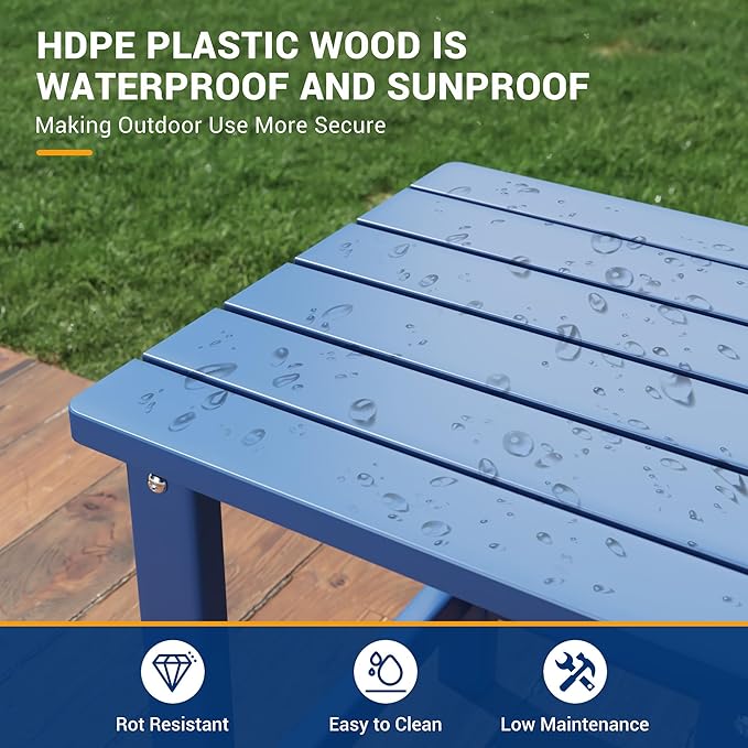 UDPATIO Small Side Table, 16x16x17.8 in, Blue, Adirondack Table, Indoor & Outdoor Use