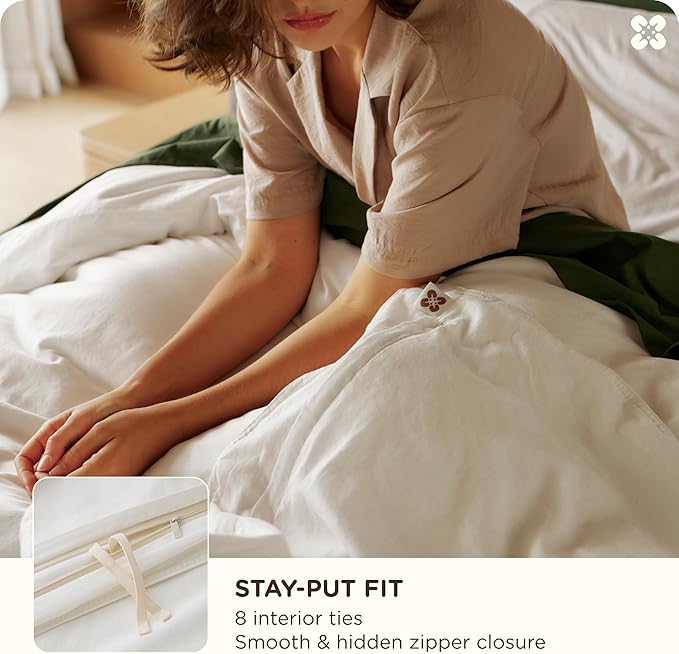 Bedsure Cotton Duvet Cover King, 100% GOTS Organic Cotton Duvet Cover Set, Fair Trade Certified King Bedding Set, Eco-Friendly, Ultra-Soft, Breathable Home Bedding for All Seasons(Ivory, 104"x90")
