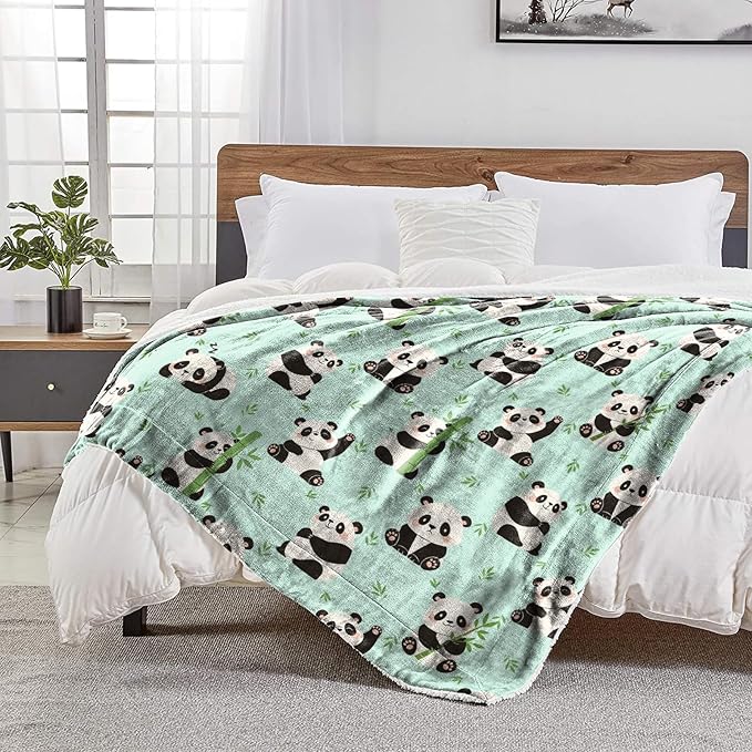 Ultra Soft Fleece Blanket- Lightweight & Warm Throw Blanket for Couch, Cozy Plush Sherpa Blanket for Adults Kids, Durable & Easy Care (Panda, 50x60 in)
