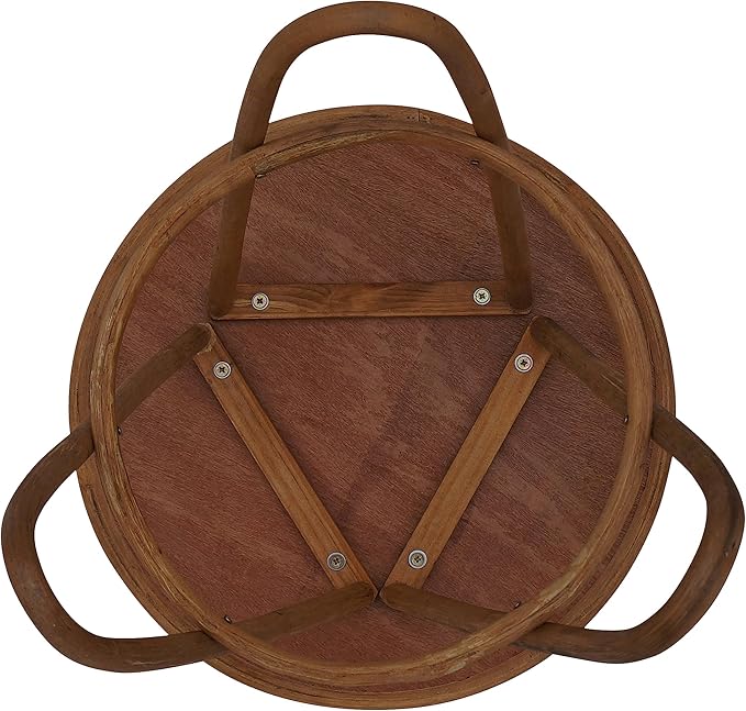 FINECASA Rattan Side Table with Wicker Tray Top 20x23'', Boho Hand-Woven End Table, Small Round End Table with Hairpin Legs, Coffee Table Set for Living Room, Bedroom (Brown)
