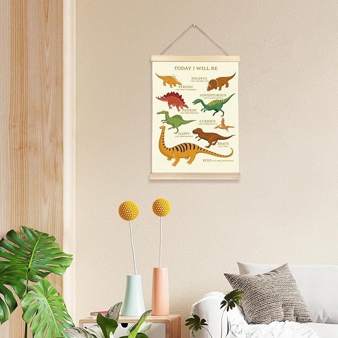 Hiuwevt Motivational Dinosaur Poster Hanger Frame, Dinosaur Room Decor for Boys, Positive Affirmations Dinosaurs Wall Art Decor for Classroom Kids Boys Room Nursery Home, 12x16 Inch