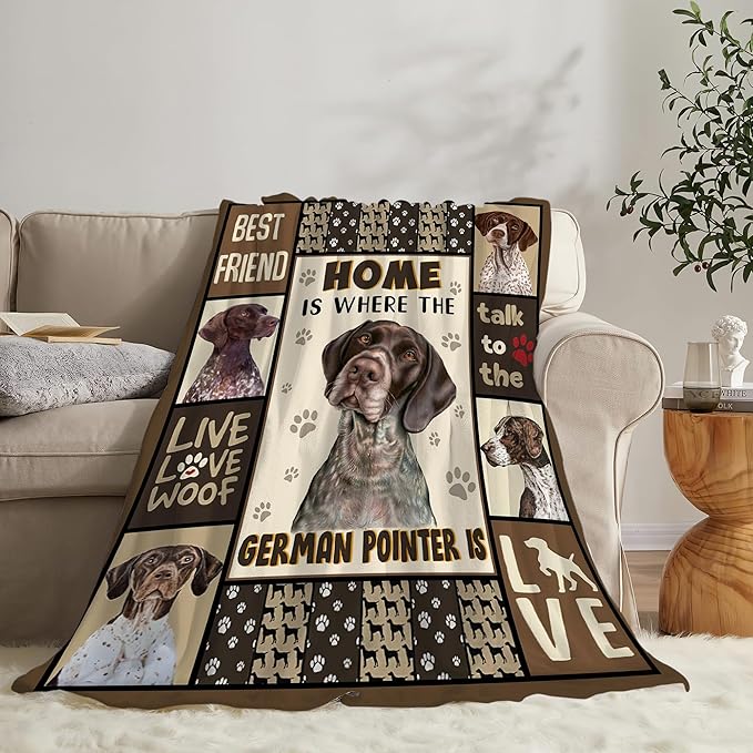 German Shorthaired Pointer Gifts & Decor: Cute Dog Throw Blanket - Soft, Warm, Cozy Fleece for Couch, Sofa, Bed - 60"x50"