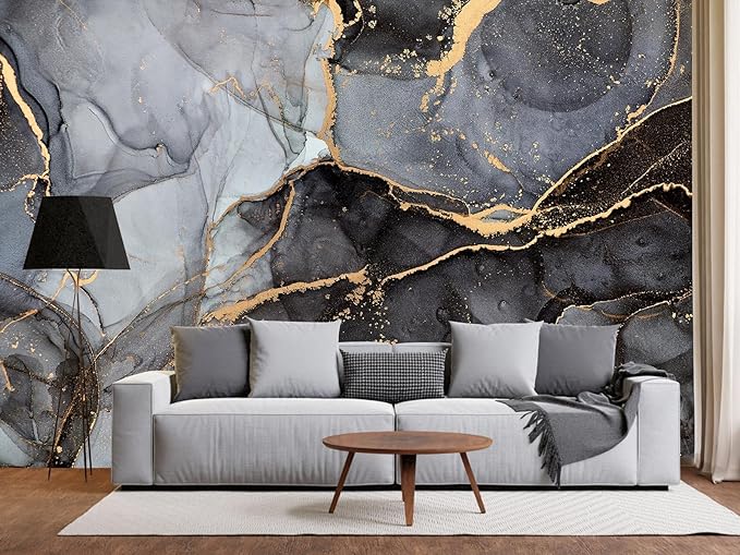 Dark Marble Wallpaper Natural Abstract Texture Wall Mural for Living Room Bedroom（Not Peel and Stick）