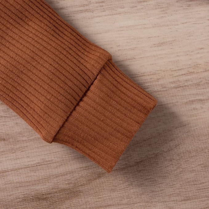 Newborn Baby Boy Girl Clothes Ribbed Knitted Cotton Long Sleeve Romper Long Pants Solid Color Fall Winter Outfits