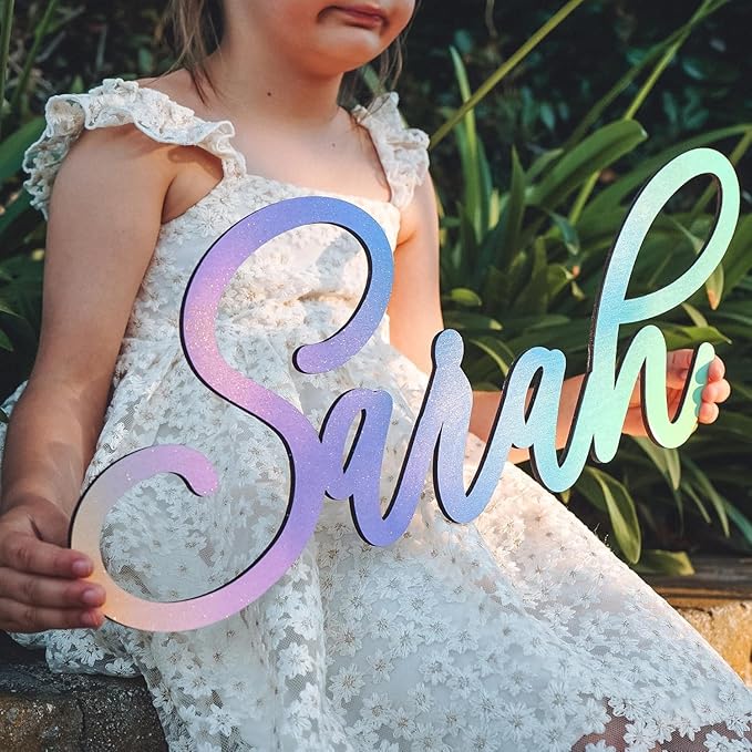 Wooden Name Signs (Rainbow colors) - Personalized wood letters for girl, Baby name sign, Custom name sign nursery, Toddler girl room decor, Home decor