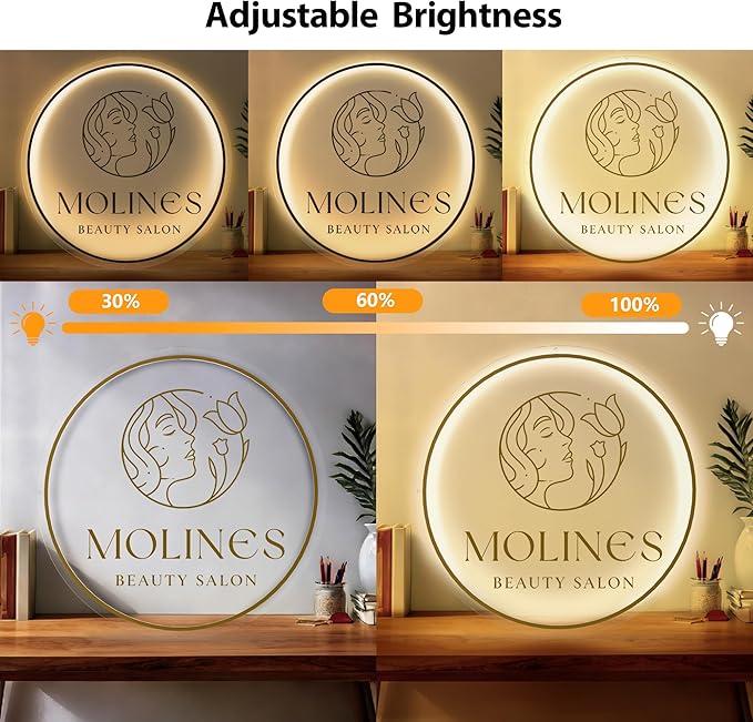 Custom Backlit Acrylic Logo Sign, Light Up Signs - Personalized Illuminated Logo Sign with Floating Acrylic Design for Retail Stores, Restaurants, Offices, and Hair Studios