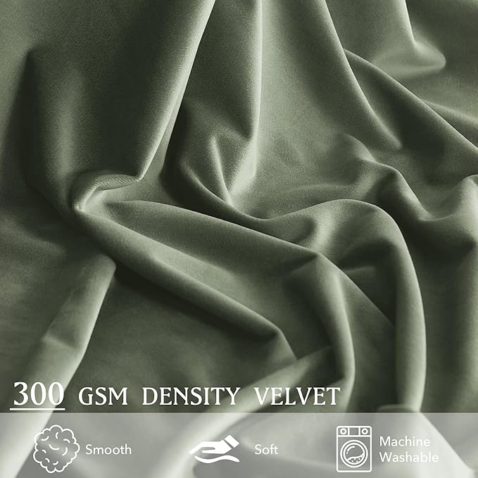 StangH Pinch Pleated Velvet Curtains 108 inches Long, Extra Wide Sage Green Room Darkening Window Treatments Thermal Insulated Floor to Ceiling Drapes for Living Room, W72 x L108, 1 Panel